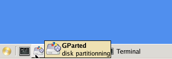 Icono del GParted en las XWindows del SystemRescueCD